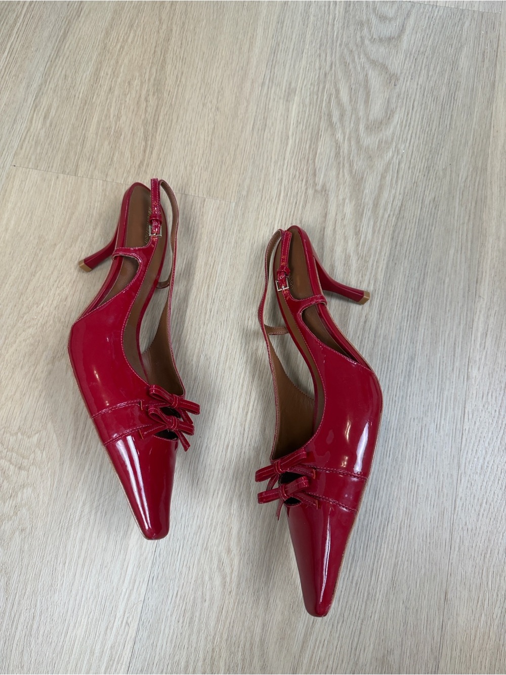 Reformation Noreen Slingback Bow Patent Leather Heels 11 - Picture 5 of 8